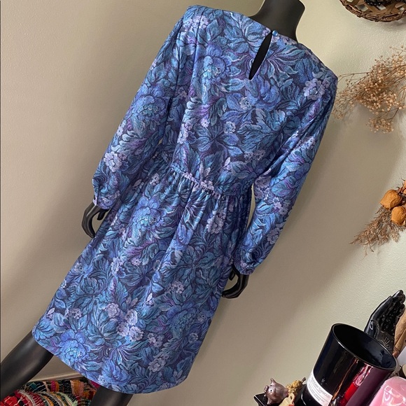 Vintage Handmade Blue and Purple Long Sleeve Dress with Pockets! - Picture 9 of 13